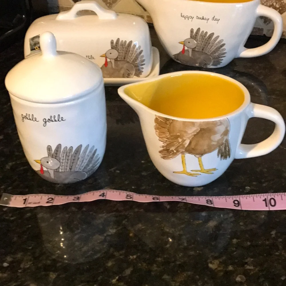 Rae Dunn Cream and Yellow Turkey Serveware Set